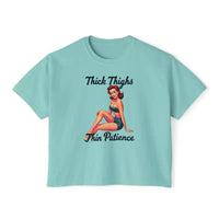 Pinup Girl Collection Women's Boxy Tee Thick Thighs Thin Patience Style - Ocean State Styles