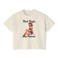 Pinup Girl Collection Women's Boxy Tee Thick Thighs Thin Patience Style - Ocean State Styles