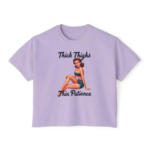 Pinup Girl Collection Women's Boxy Tee Thick Thighs Thin Patience Style - Ocean State Styles