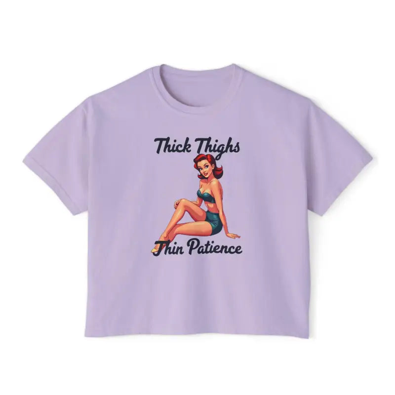 Pinup Girl Collection Women's Boxy Tee Thick Thighs Thin Patience Style - Ocean State Styles
