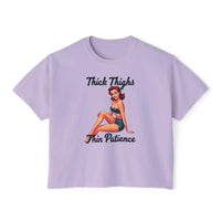 Pinup Girl Collection Women's Boxy Tee Thick Thighs Thin Patience Style - Ocean State Styles