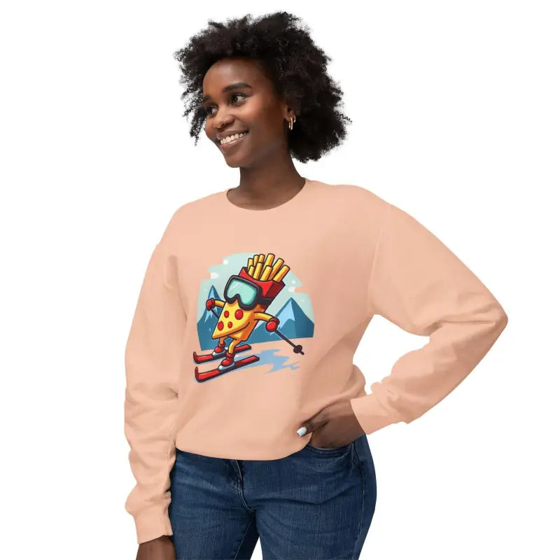Pizza And French Fry Skiing Graphic Sweatshirts Unisex Comfort - Ocean State Styles