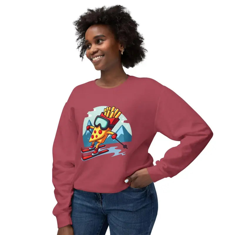 Pizza And French Fry Skiing Graphic Sweatshirts Unisex Comfort - Ocean State Styles