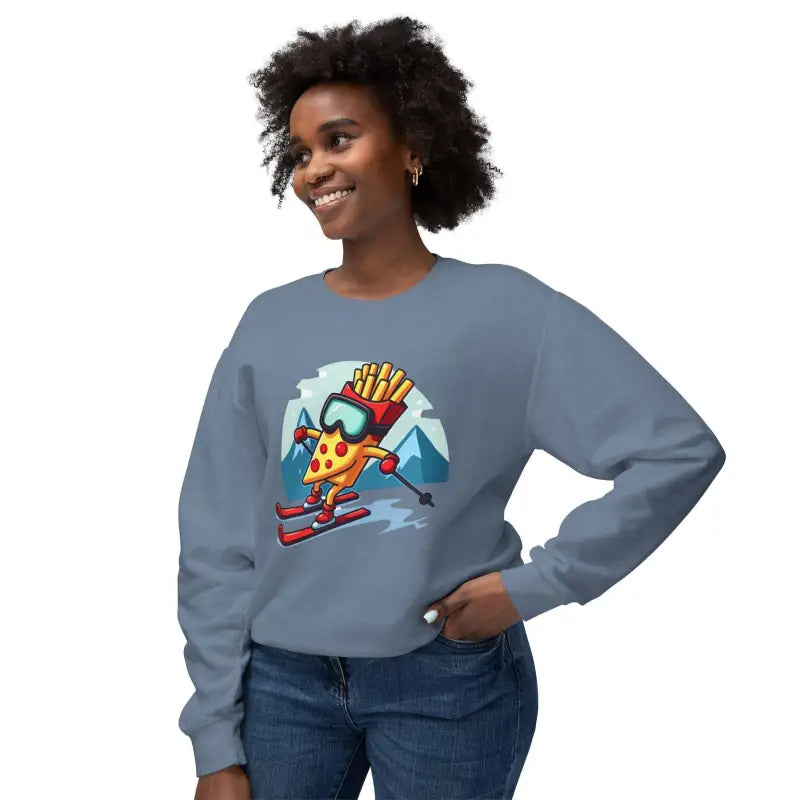 Pizza And French Fry Skiing Graphic Sweatshirts Unisex Comfort - Ocean State Styles