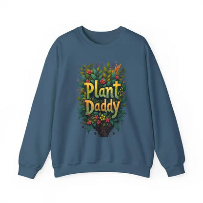 Blue sweatshirt featuring Plant Daddy graphic from Plant Daddy Jungle Sweatshirt collection