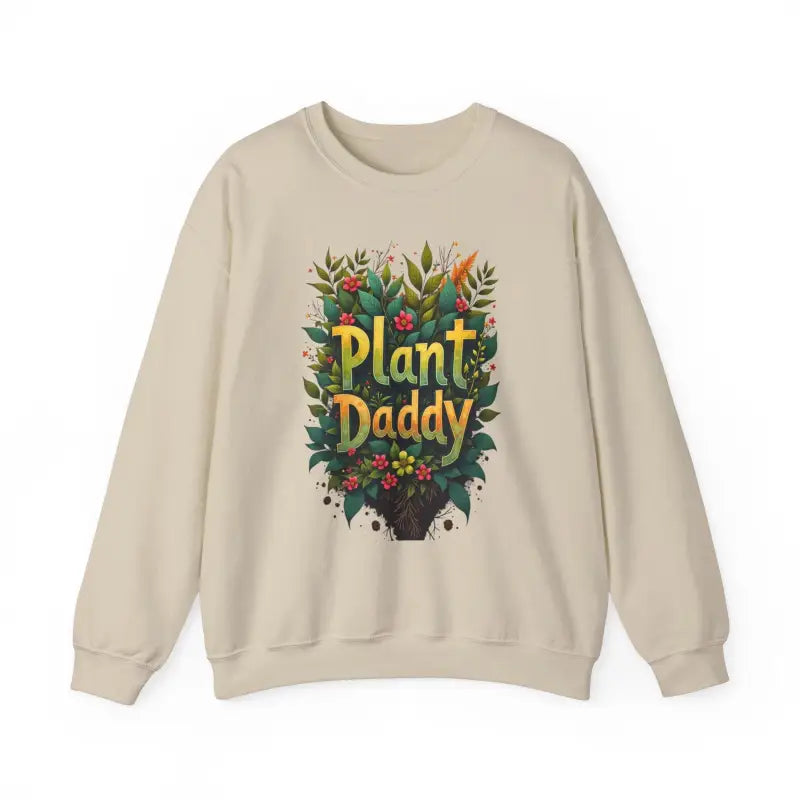 Beige sweatshirt featuring Plant Daddy design from the Plant Daddy Jungle Sweatshirt collection