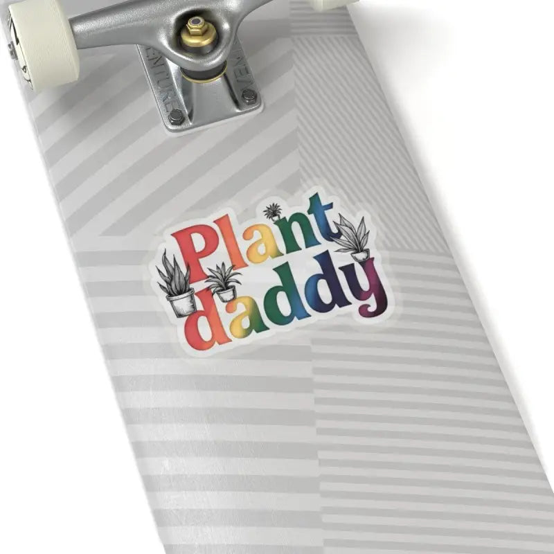 Rainbow Plant Daddy sticker featuring potted plants on a vibrant design