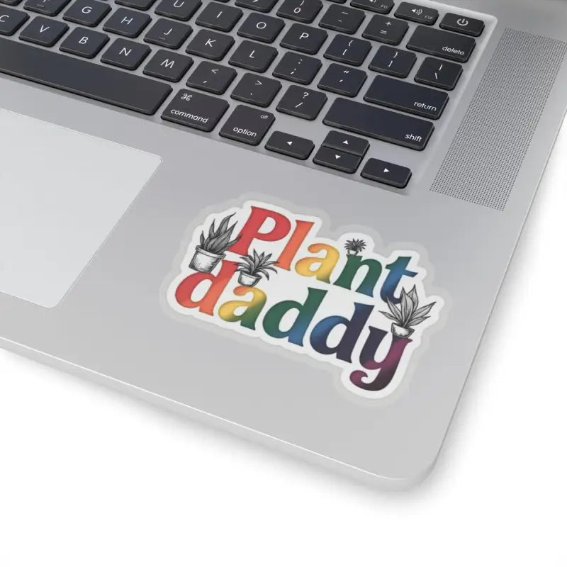 Rainbow-colored Plant Daddy sticker featuring potted plants for gardening enthusiasts