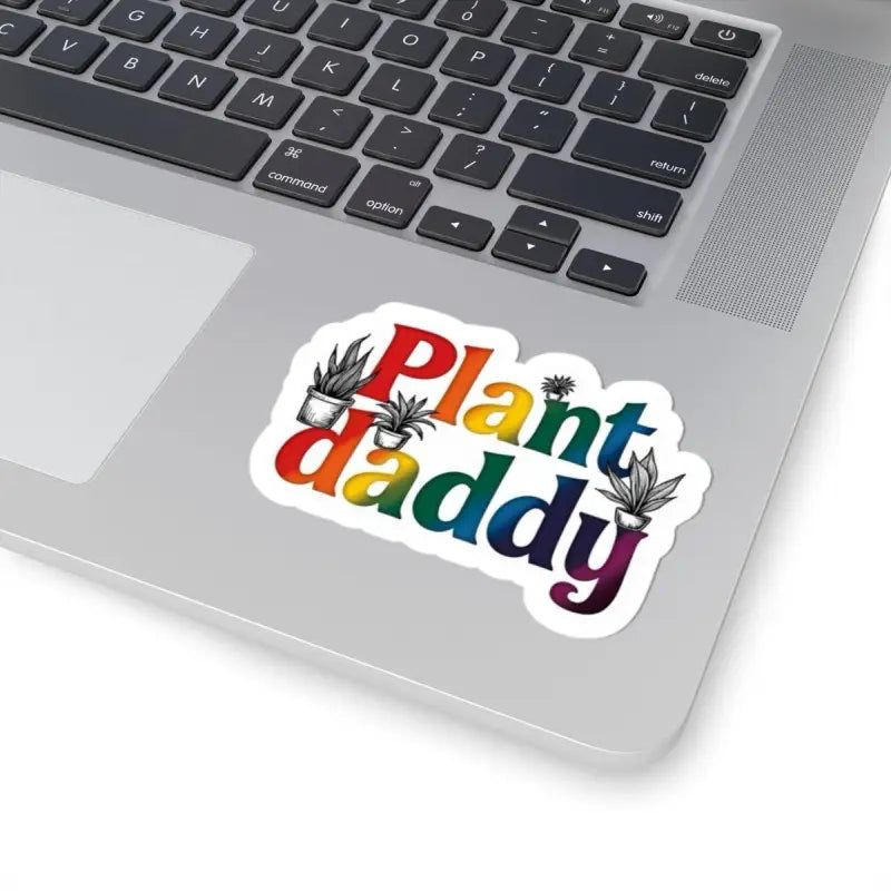 Rainbow Plant Daddy sticker featuring vibrant potted plants for gardening enthusiasts