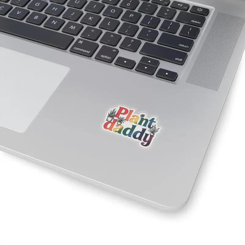 Rainbow-colored Plant Daddy sticker featuring potted plants, ideal for plant lovers