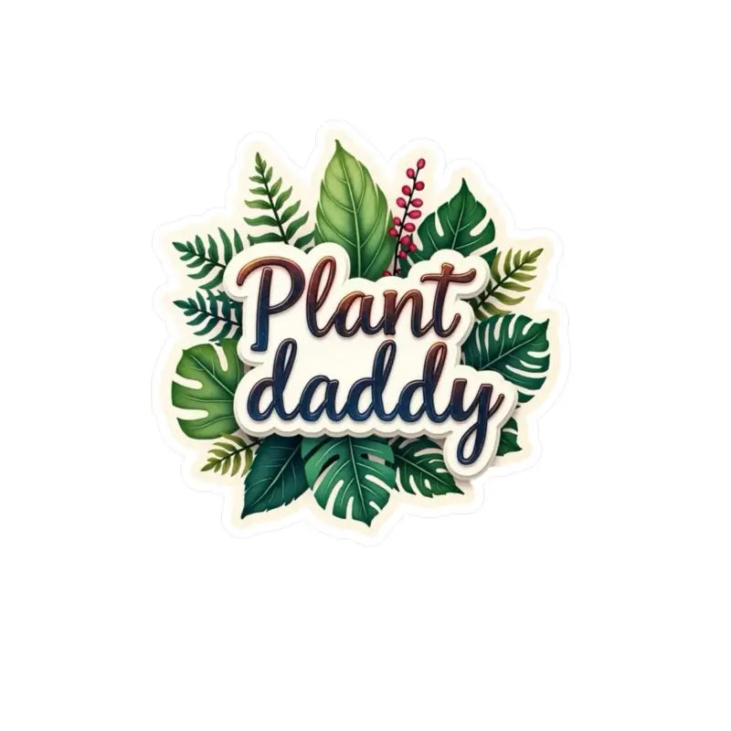 Plant Daddy Vinyl Foliage Sticker featuring vibrant green leaves and playful design