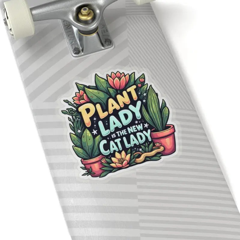 Plant Lady Is The New Cat Lady Sticker featuring potted plants and colorful flowers