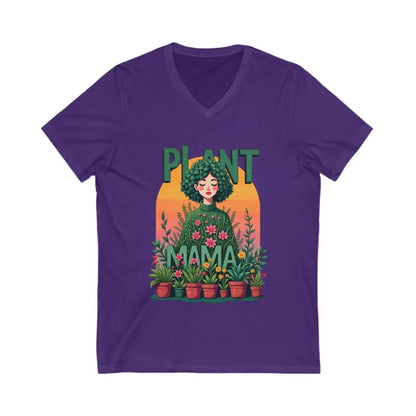 Purple V-neck T-shirt from Plant Mama, ideal for eco-conscious fashion enthusiasts