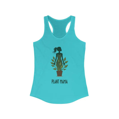 Aqua tank top featuring Plant Mama design for active women’s lifestyle wear