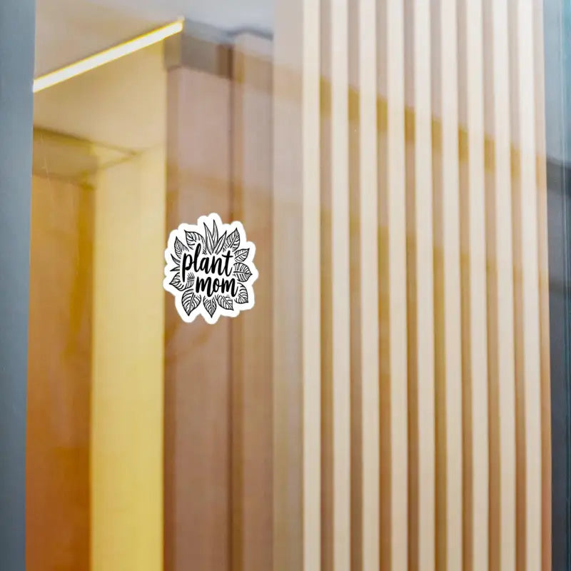Plant Mom sticker featuring a leaf design for indoor and outdoor use