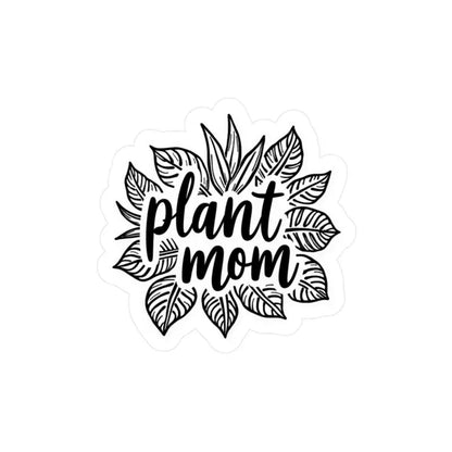 Plant Mom sticker featuring a leaf design for indoor and outdoor use
