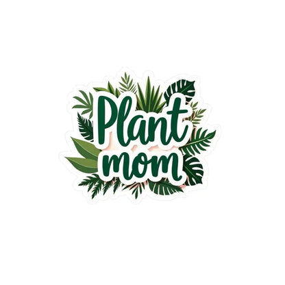 Plant Mom sticker featuring tropical foliage designed for stylish home decor