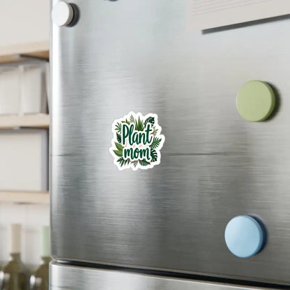 Plant Mom sticker featuring tropical foliage for stylish home decor enhancement