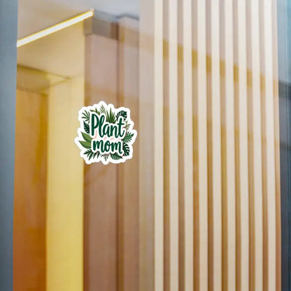 Plant Mom Sticker featuring tropical foliage for stylish home decor enhancement