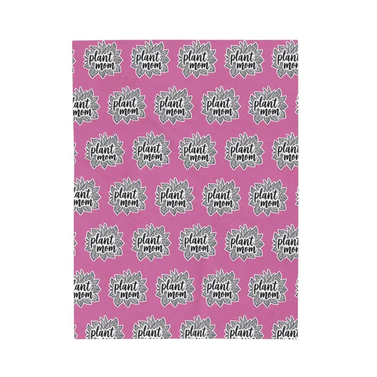 Plush Pink Blanket With Plant Mom Pattern For Cozy Comfort - Ocean State Styles