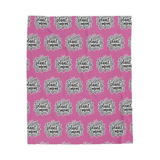 Plush Pink Blanket With Plant Mom Pattern For Cozy Comfort - Ocean State Styles