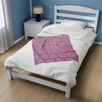 Plush Pink Blanket With Plant Mom Pattern For Cozy Comfort - Ocean State Styles