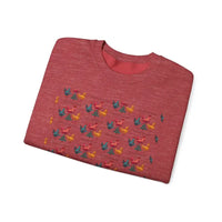 Red Crewneck Sweatshirt with Witch Hat and Chicken Patterns - Ocean State Styles