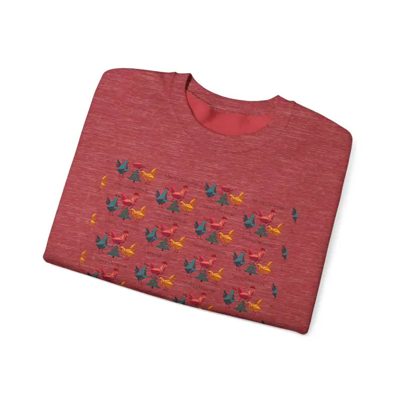 Red Crewneck Sweatshirt with Witch Hat and Chicken Patterns - Ocean State Styles