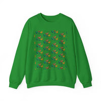 Red Crewneck Sweatshirt with Witch Hat and Chicken Patterns - Ocean State Styles