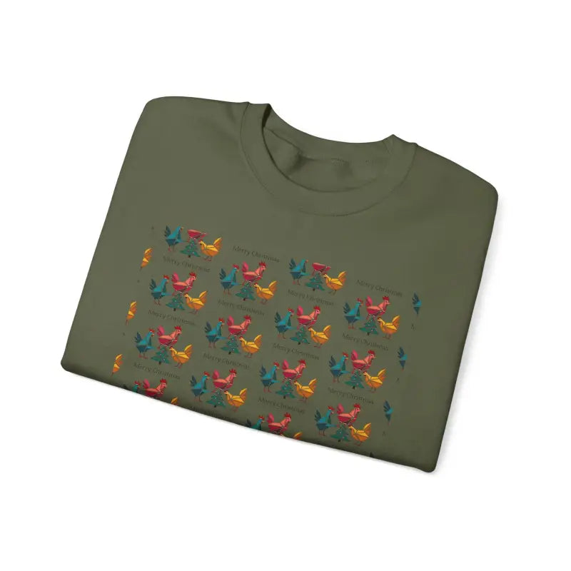 Red Crewneck Sweatshirt with Witch Hat and Chicken Patterns - Ocean State Styles