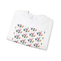 Red Crewneck Sweatshirt with Witch Hat and Chicken Patterns - Ocean State Styles