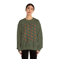 Red Crewneck Sweatshirt with Witch Hat and Chicken Patterns - Ocean State Styles