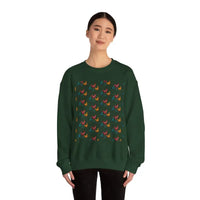 Red Crewneck Sweatshirt with Witch Hat and Chicken Patterns - Ocean State Styles