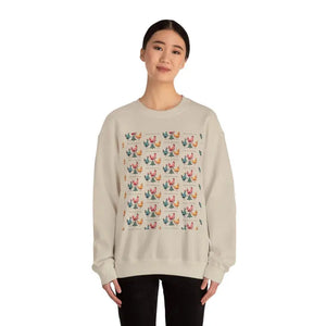 Red Crewneck Sweatshirt with Witch Hat and Chicken Patterns - Ocean State Styles