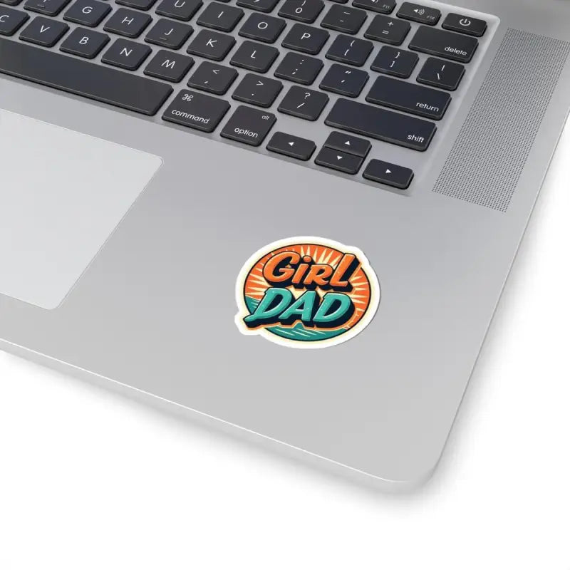 Round Girl Dad sticker featuring a vibrant sunburst design for proud fathers