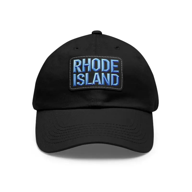 Black baseball cap featuring Rhode Island patch from Rhode Island Baseball Caps and Dad Hats