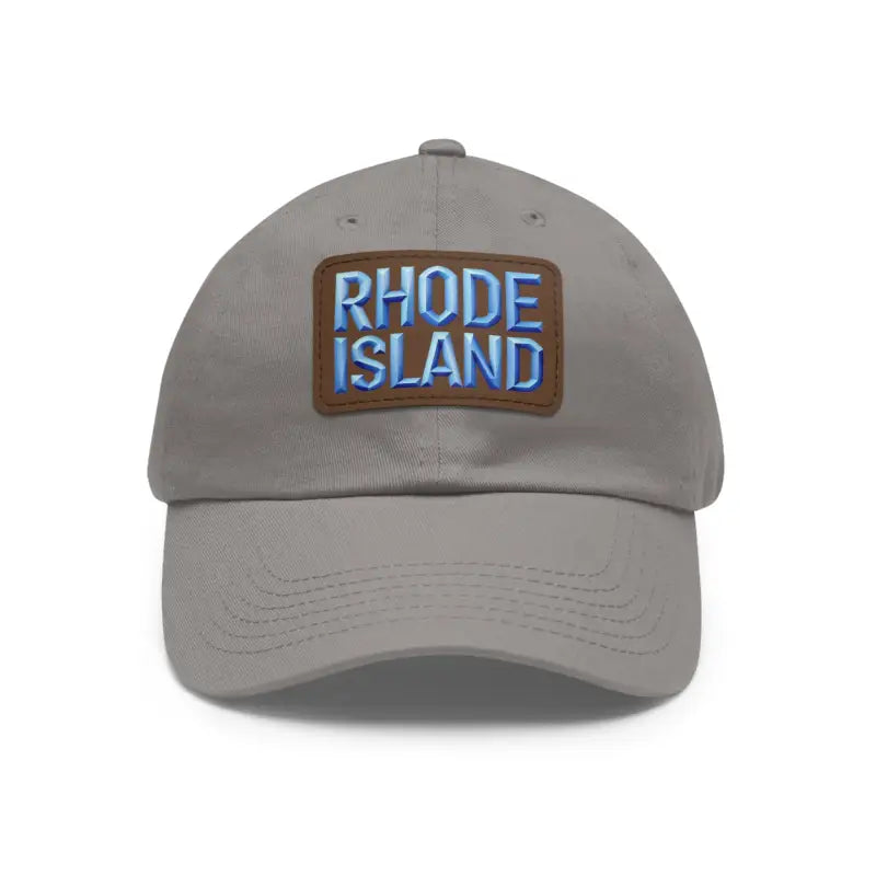Gray baseball cap featuring a Rhode Island patch for stylish casual wear