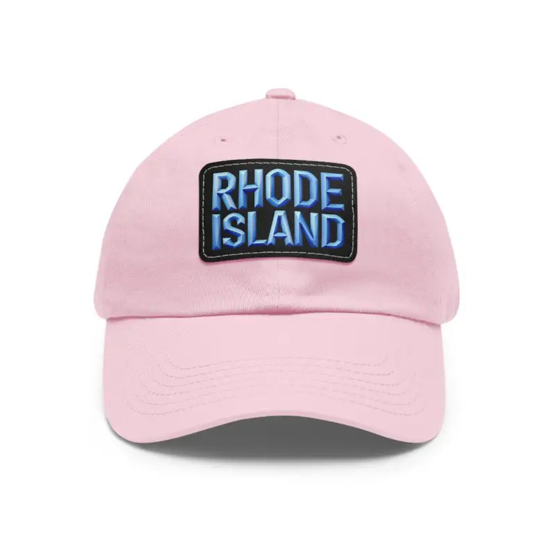 Pink baseball cap featuring a Rhode Island patch, ideal for casual wear and style