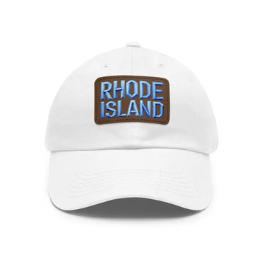 White baseball cap featuring Rhode Island patch for stylish accessory enthusiasts