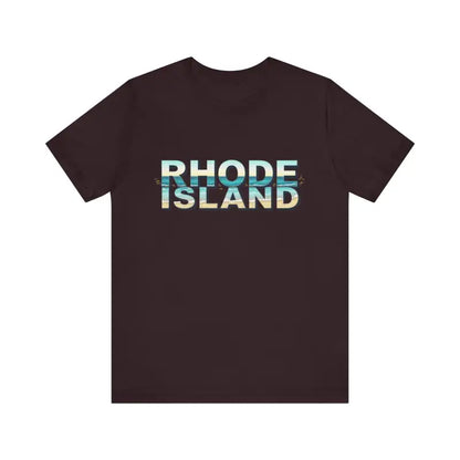 Brown t-shirt featuring Rhode Island text, part of the Rhode Island Beach Vibes collection