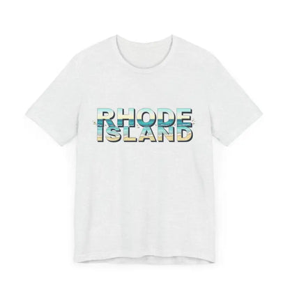 White Rhode Island Beach Vibes Unisex Tee Shirt with stylish text design