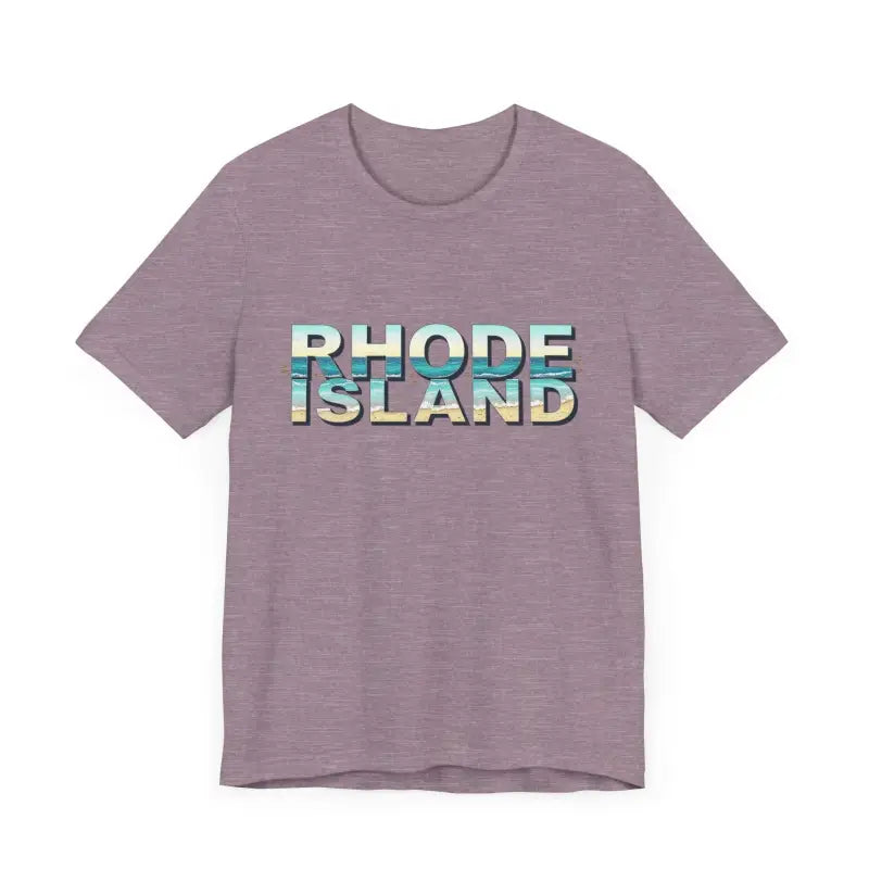 Mauve Rhode Island Beach Vibes Unisex Tee Shirt featuring stylish text design