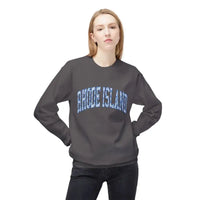 Charcoal gray Rhode Island blue white gradient crewneck sweatshirt