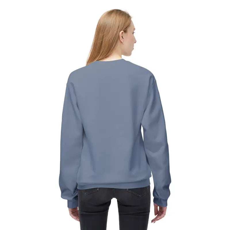 Blue cotton blend crewneck sweatshirt with ribbed cuffs and hem