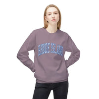 Lavender Rhode Island text crewneck sweatshirt in soft cotton