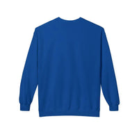 Royal blue cotton crewneck sweatshirt with long sleeves and ribbed cuffs
