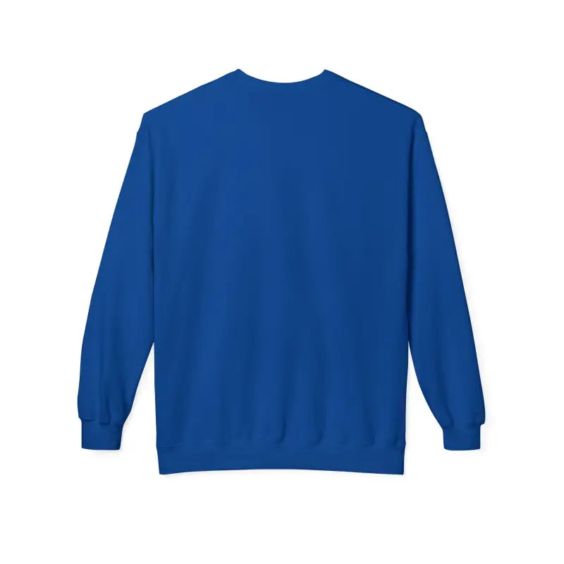 Royal blue cotton crewneck sweatshirt with long sleeves and ribbed cuffs