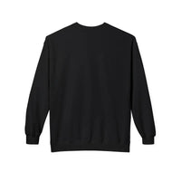 Black cotton crewneck sweatshirt with long sleeves and ribbed cuffs