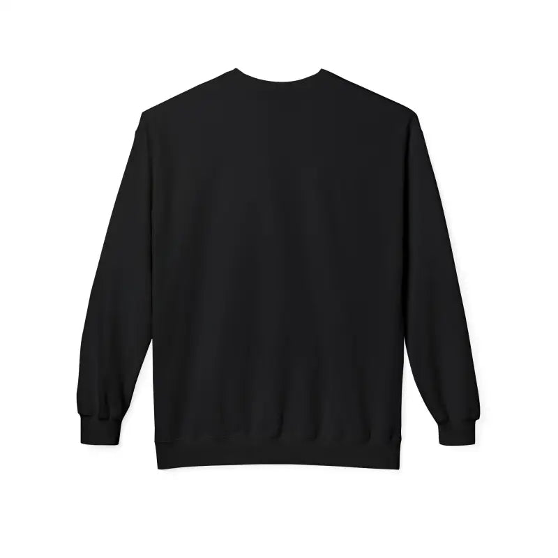 Black cotton crewneck sweatshirt with long sleeves and ribbed cuffs
