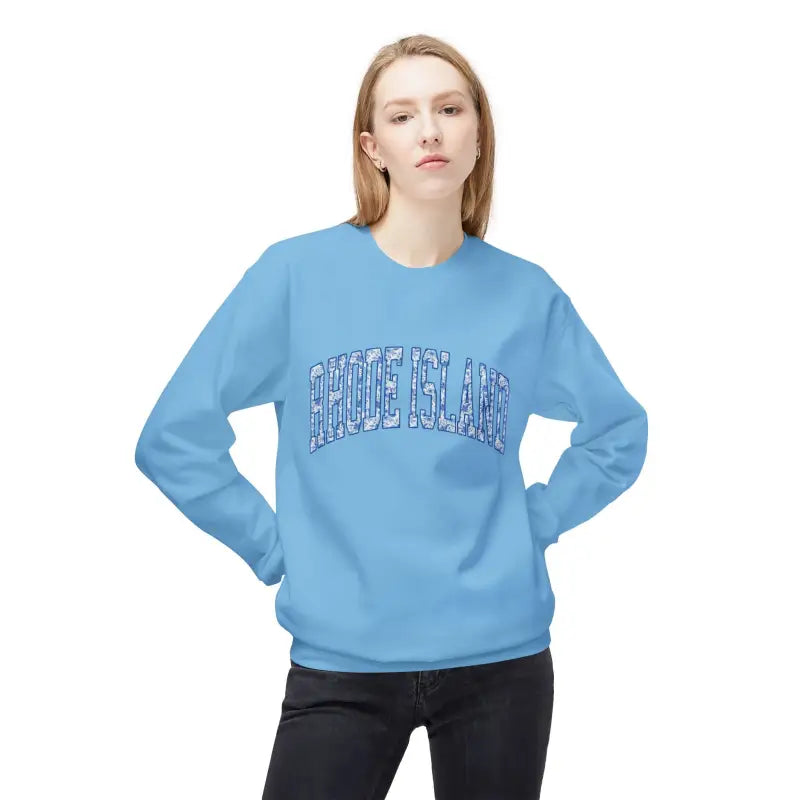 Blue long-sleeved Rhode Island cotton crewneck sweatshirt